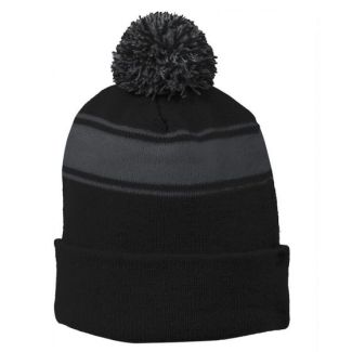 Sport-Tek Stripe Pom Pom Beanie - Embroidered