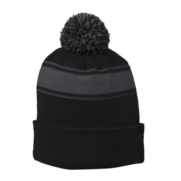 Sport-Tek Stripe Pom Pom Beanie - Embroidered